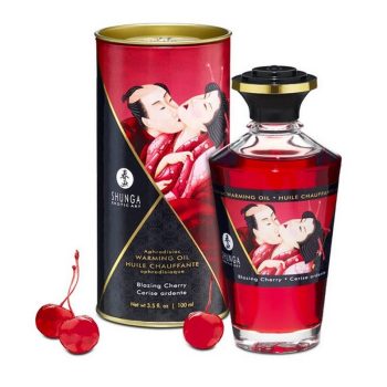 shunga organica aphrodisiac warming oil - blazing cherry